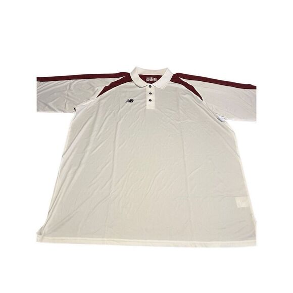 New Balance Men’s Golf Athletic Polo Shirt White Maroon New with Tags Size 4XL - Picture 1 of 8